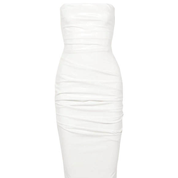 $1750 AUTH ALEX PERRY WHITE DEACON STRAPLESS LATEX DRESS UK 12 US8 CELEBRITIES - Picture 7 of 16
